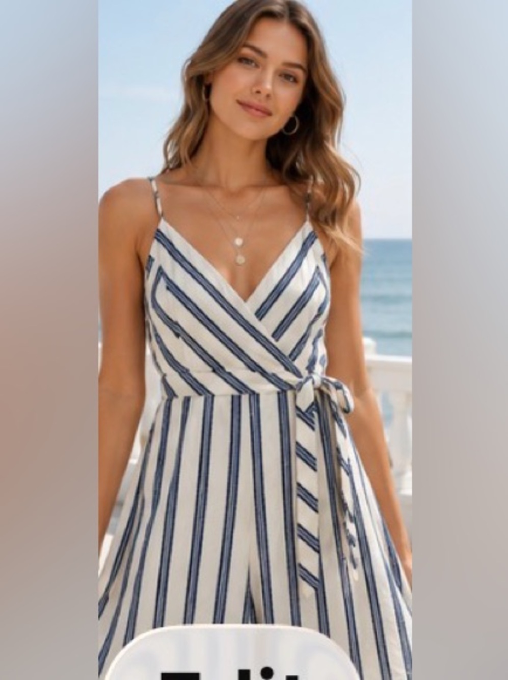BCBGeneration Blue & Cream Striped Wrap Dress XS